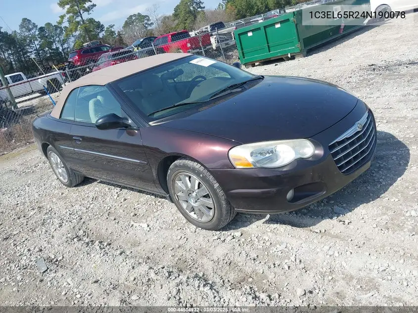 2004 Chrysler Sebring Limited VIN: 1C3EL65R24N190078 Lot: 44504932