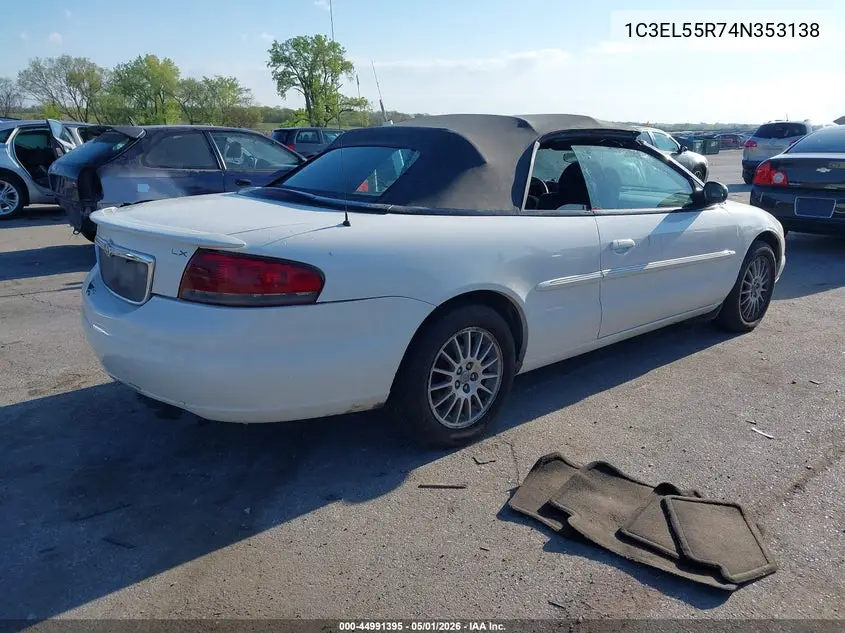 2004 Chrysler Sebring Lxi VIN: 1C3EL55R74N353138 Lot: 44991395