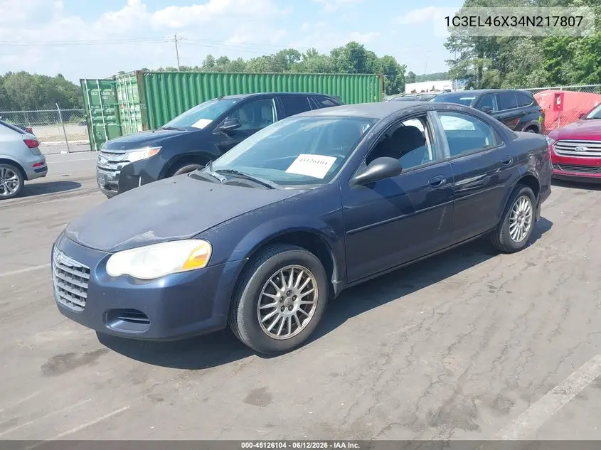2004 Chrysler Sebring Lx VIN: 1C3EL46X34N217807 Lot: 45126104