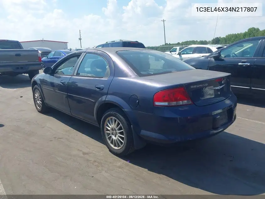 2004 Chrysler Sebring Lx VIN: 1C3EL46X34N217807 Lot: 45126104