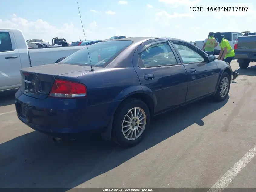 2004 Chrysler Sebring Lx VIN: 1C3EL46X34N217807 Lot: 45126104