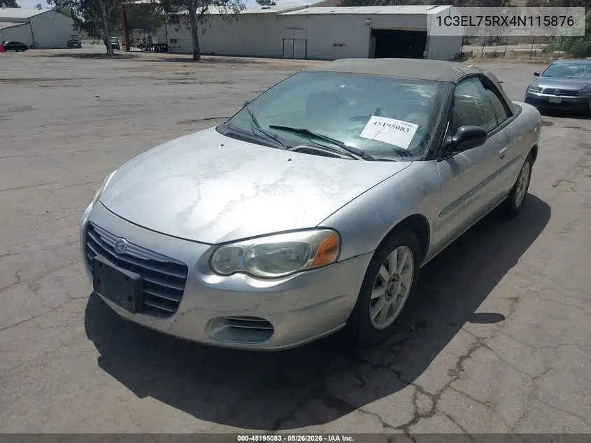 2004 Chrysler Sebring Gtc VIN: 1C3EL75RX4N115876 Lot: 45195083