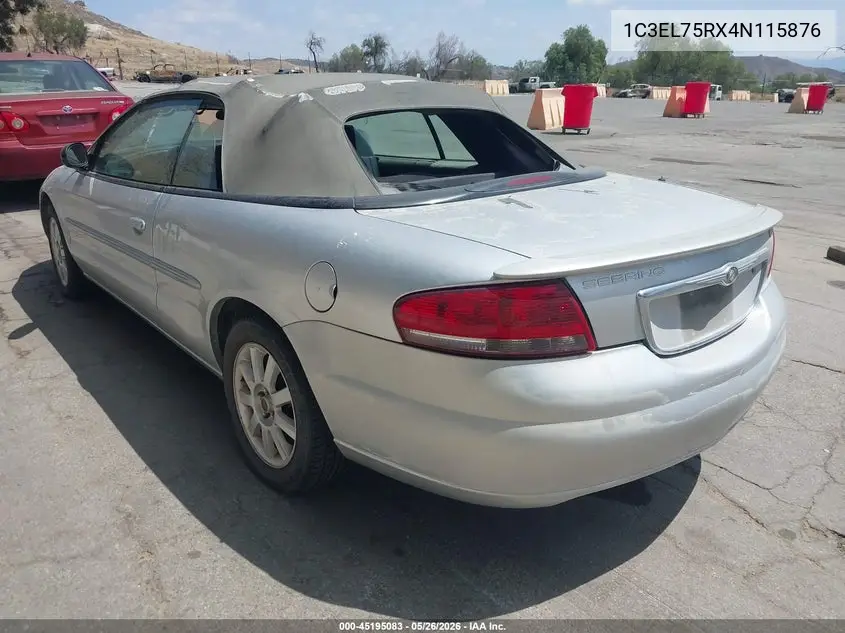 2004 Chrysler Sebring Gtc VIN: 1C3EL75RX4N115876 Lot: 45195083