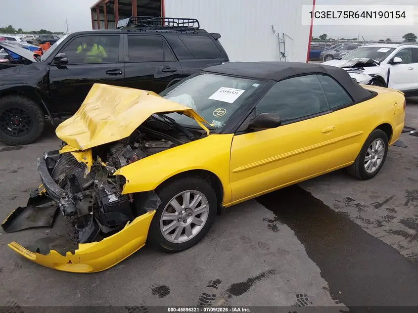 2004 Chrysler Sebring Gtc VIN: 1C3EL75R64N190154 Lot: 45596321