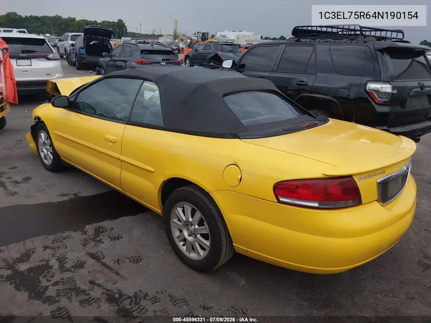 2004 Chrysler Sebring Gtc VIN: 1C3EL75R64N190154 Lot: 45596321