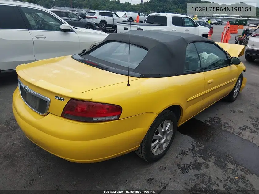 2004 Chrysler Sebring Gtc VIN: 1C3EL75R64N190154 Lot: 45596321