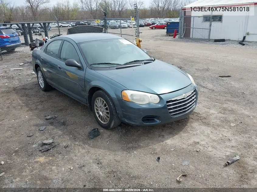 2005 Chrysler Sebring VIN: 1C3EL46X75N581018 Lot: 44827091