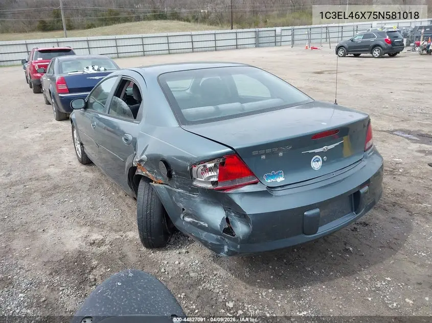 2005 Chrysler Sebring VIN: 1C3EL46X75N581018 Lot: 44827091