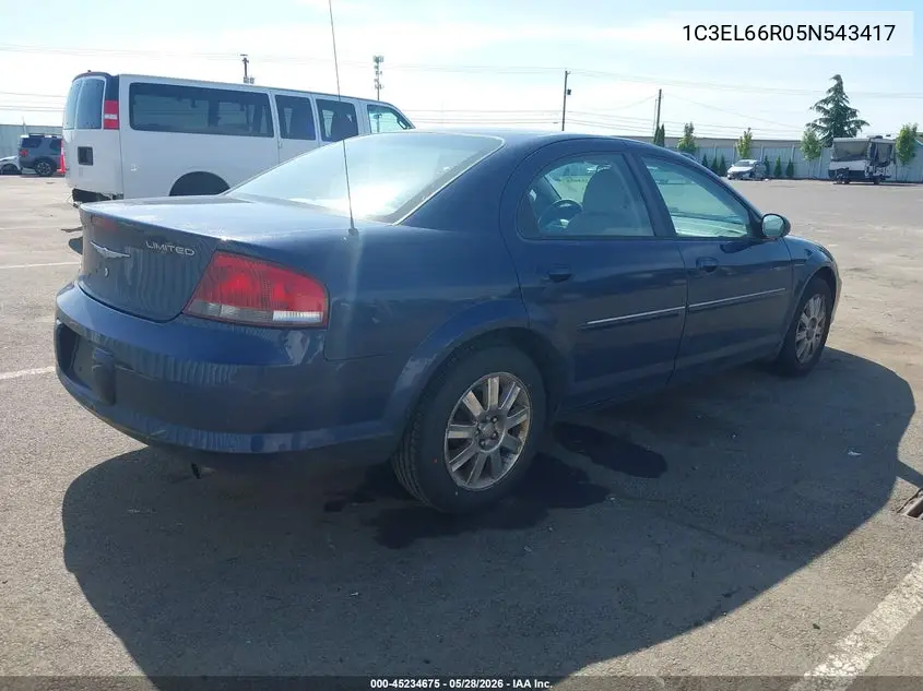 2005 Chrysler Sebring Limited VIN: 1C3EL66R05N543417 Lot: 45234675