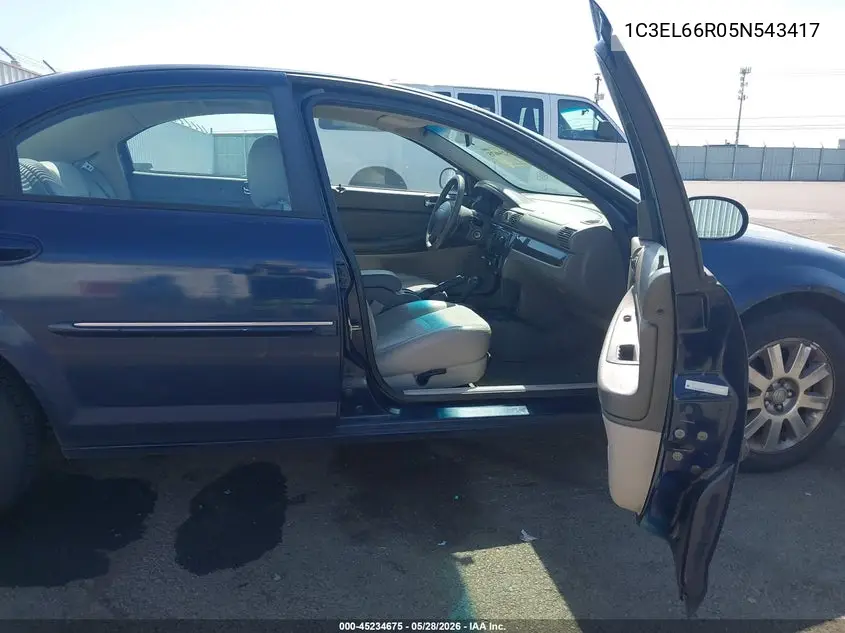 2005 Chrysler Sebring Limited VIN: 1C3EL66R05N543417 Lot: 45234675