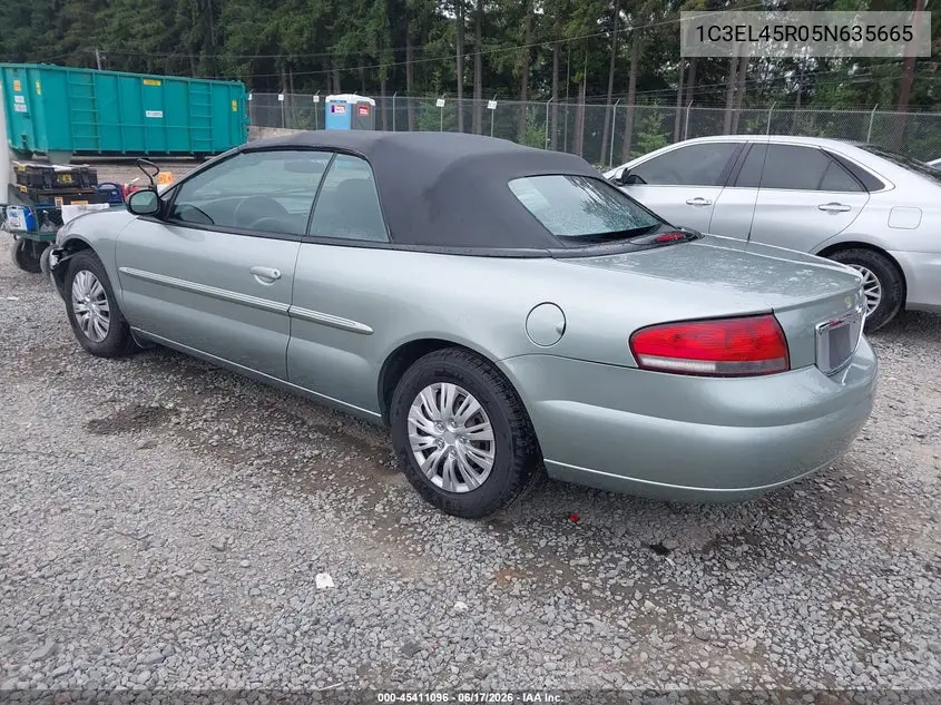 2005 Chrysler Sebring VIN: 1C3EL45R05N635665 Lot: 45411096
