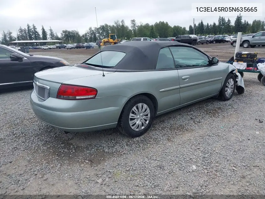 2005 Chrysler Sebring VIN: 1C3EL45R05N635665 Lot: 45411096