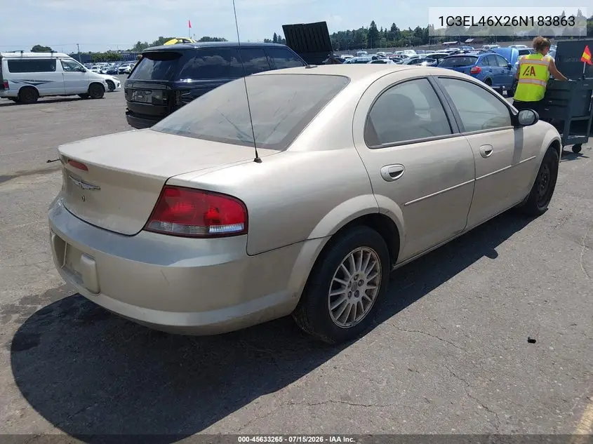 2006 Chrysler Sebring VIN: 1C3EL46X26N183863 Lot: 45633265