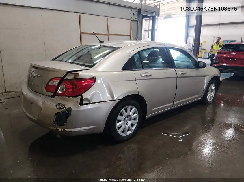 2008 Chrysler Sebring Lx VIN: 1C3LC46K78N103875 Lot: 45079332