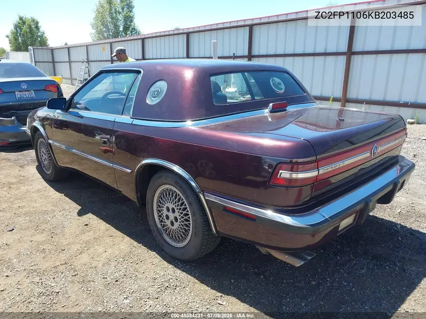 1989 Chrysler Tc By Maserati VIN: ZC2FP1106KB203485 Lot: 45584231