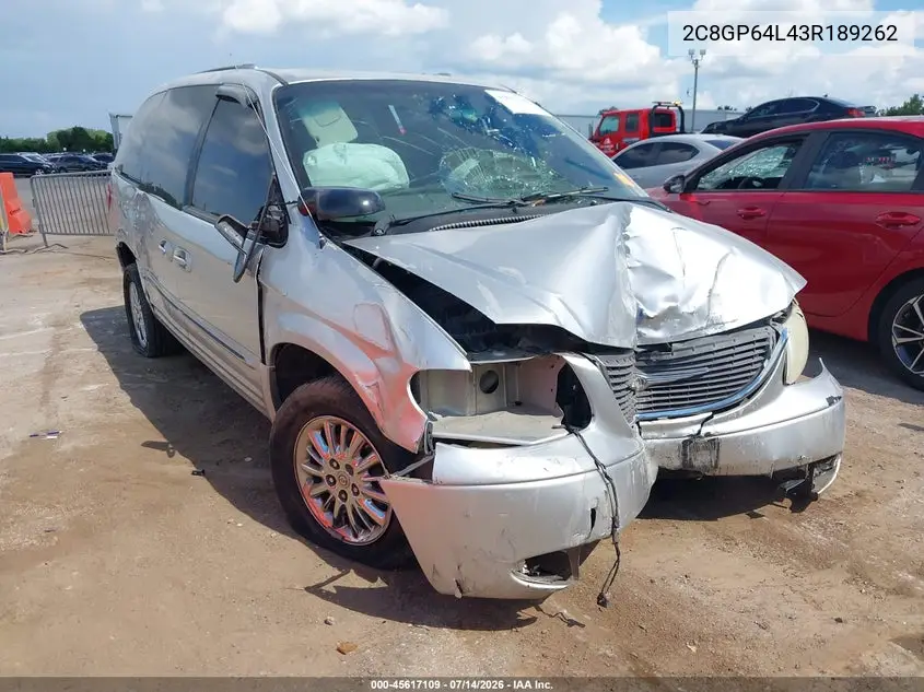 2003 Chrysler Town & Country Limited VIN: 2C8GP64L43R189262 Lot: 45617109
