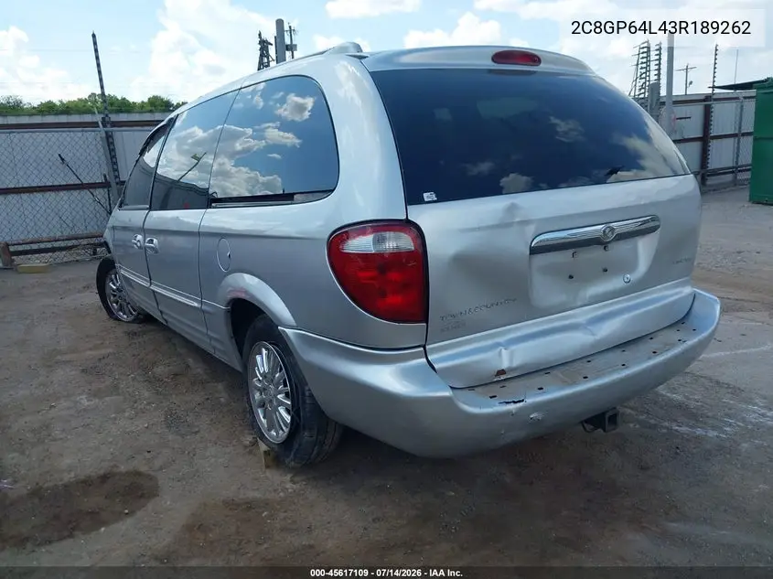 2003 Chrysler Town & Country Limited VIN: 2C8GP64L43R189262 Lot: 45617109