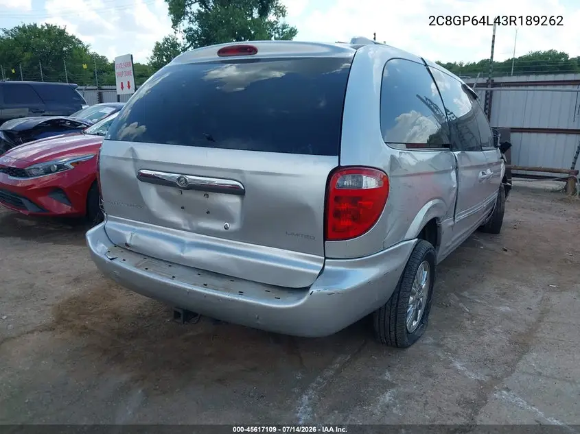 2003 Chrysler Town & Country Limited VIN: 2C8GP64L43R189262 Lot: 45617109