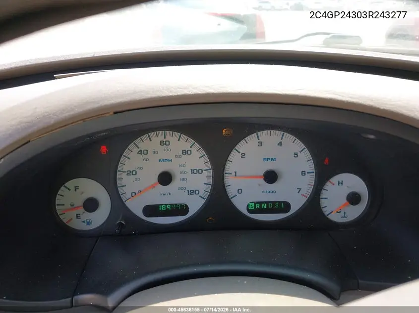 2003 Chrysler Town & Country VIN: 2C4GP24303R243277 Lot: 45636155