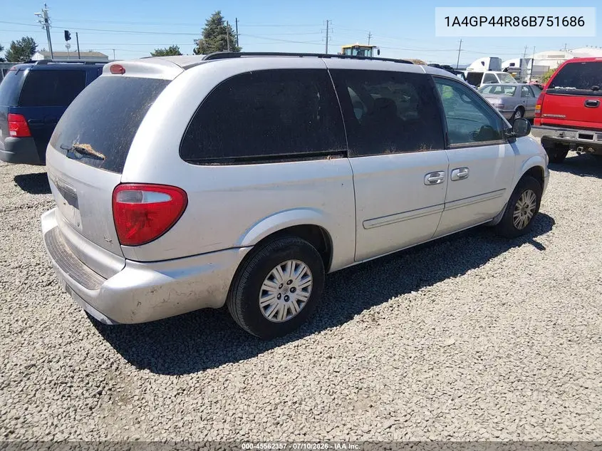 2006 Chrysler Town & Country Lx VIN: 1A4GP44R86B751686 Lot: 45562357