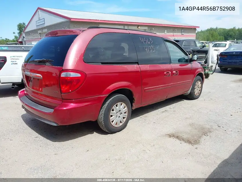 2006 Chrysler Town & Country Lx VIN: 1A4GP44R56B752908 Lot: 45634135