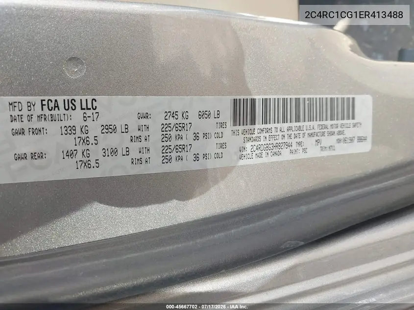 2014 Chrysler Town & Country Touring-L VIN: 2C4RC1CG1ER413488 Lot: 45667702