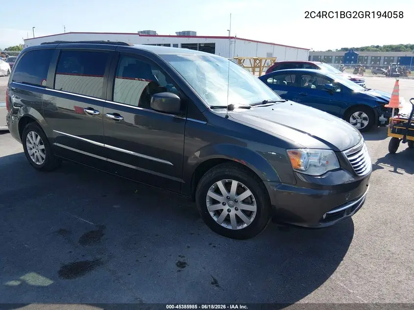2016 Chrysler Town & Country Touring VIN: 2C4RC1BG2GR194058 Lot: 45385985