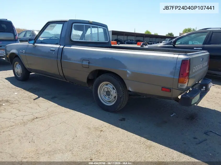1986 Dodge D50 Custom VIN: JB7FP24D4GP107441 Lot: 45420768