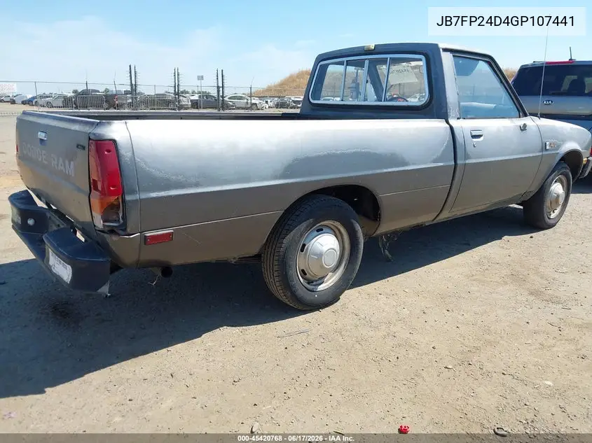 1986 Dodge D50 Custom VIN: JB7FP24D4GP107441 Lot: 45420768