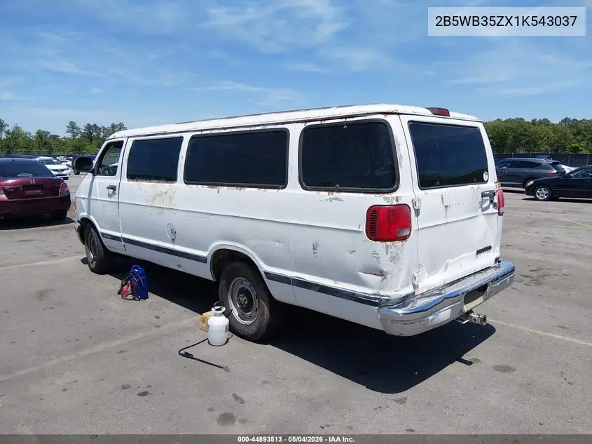 2001 Dodge Ram Wagon 3500 VIN: 2B5WB35ZX1K543037 Lot: 44893513