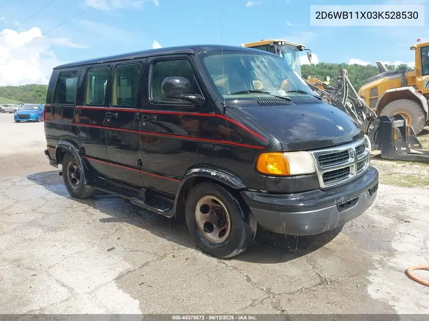 2003 Dodge Ram Van 1500 Conversion VIN: 2D6WB11X03K528530 Lot: 45378572