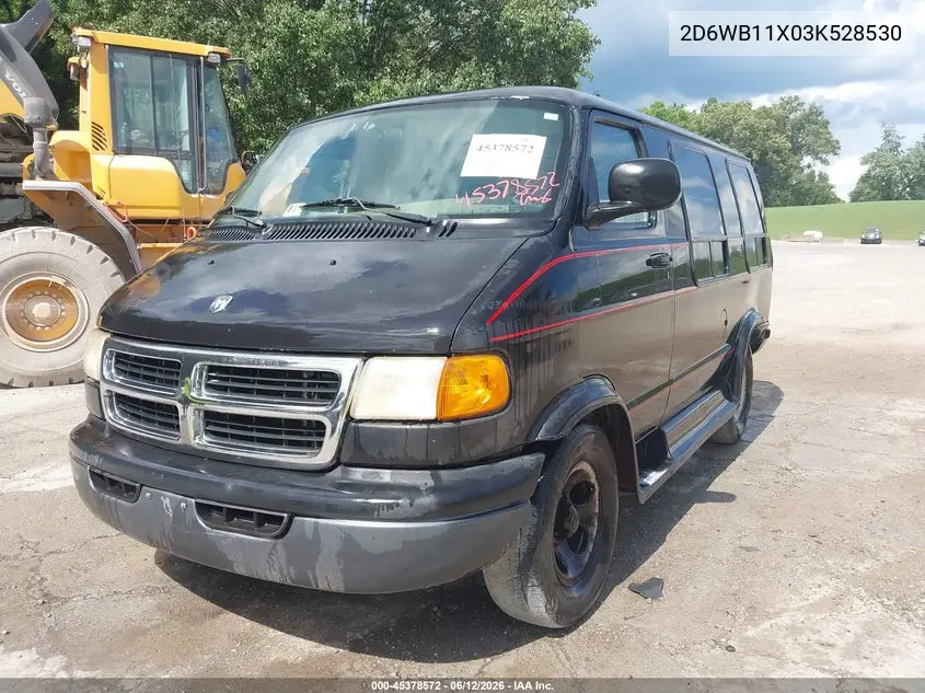2003 Dodge Ram Van 1500 Conversion VIN: 2D6WB11X03K528530 Lot: 45378572
