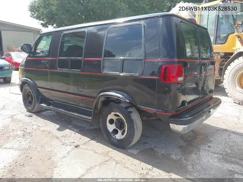 2003 Dodge Ram Van 1500 Conversion VIN: 2D6WB11X03K528530 Lot: 45378572