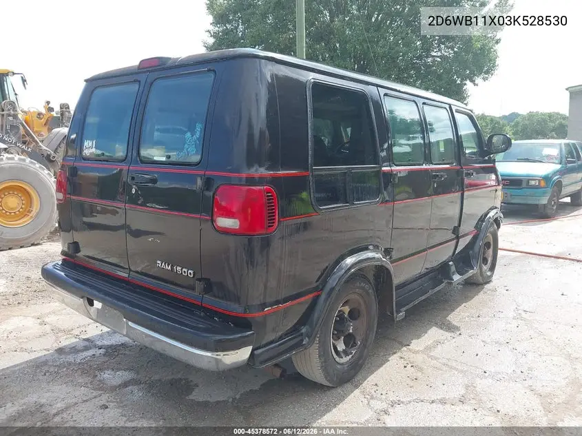 2003 Dodge Ram Van 1500 Conversion VIN: 2D6WB11X03K528530 Lot: 45378572