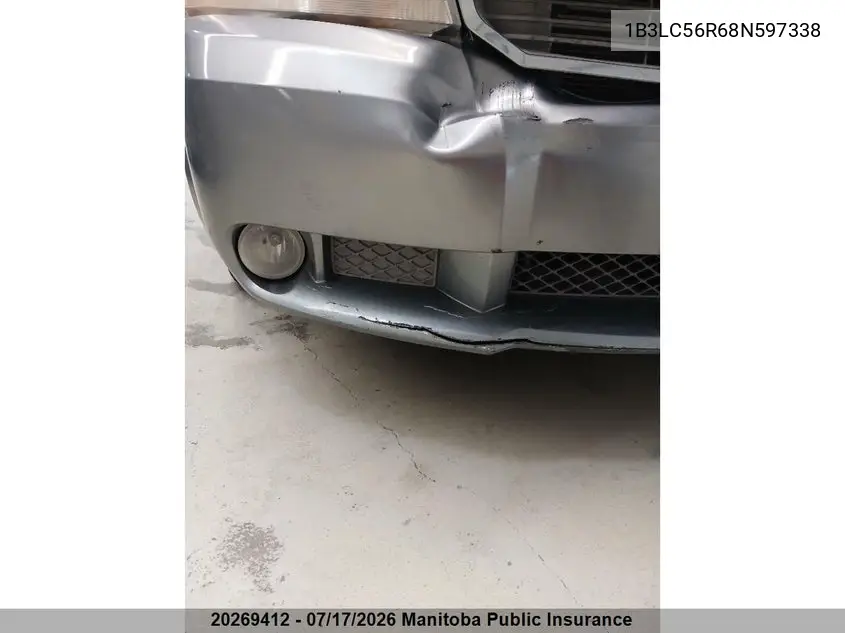 2008 Dodge Avenger Sxt V6 VIN: 1B3LC56R68N597338 Lot: 20269412