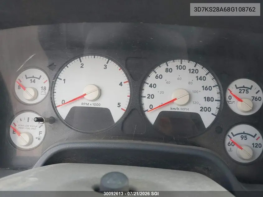 2008 Dodge Ram 2500 St/Slt VIN: 3D7KS28A68G108762 Lot: 30092613