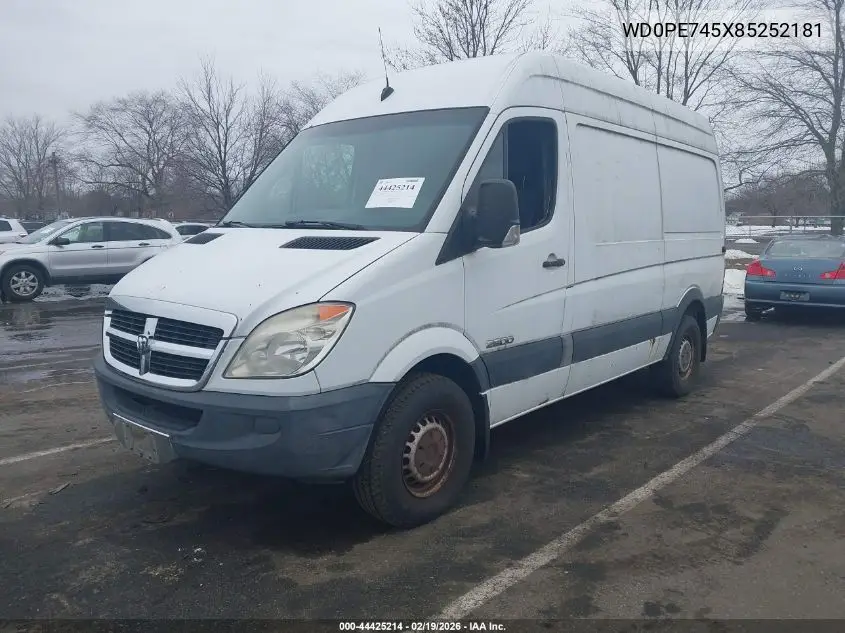 2008 Dodge Sprinter Van 2500 VIN: WD0PE745X85252181 Lot: 44425214