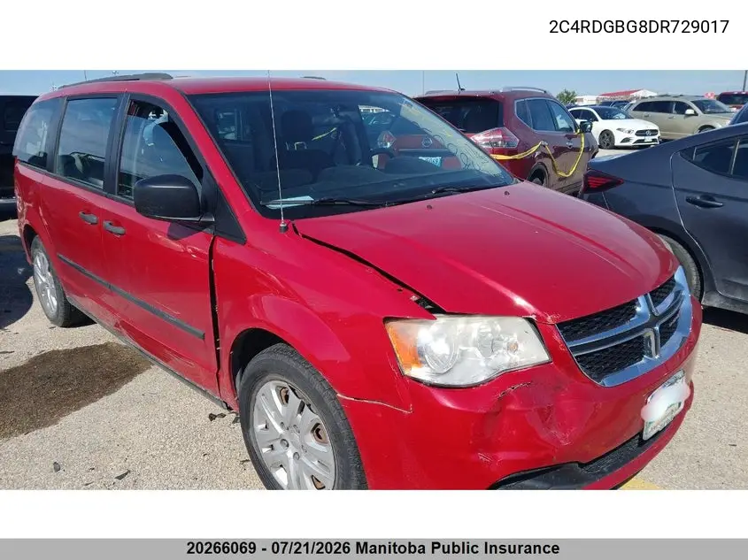 2013 Dodge Grand Caravan Se VIN: 2C4RDGBG8DR729017 Lot: 20266069