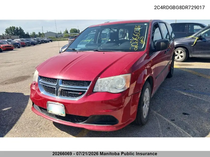 2013 Dodge Grand Caravan Se VIN: 2C4RDGBG8DR729017 Lot: 20266069