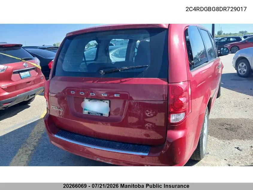 2013 Dodge Grand Caravan Se VIN: 2C4RDGBG8DR729017 Lot: 20266069
