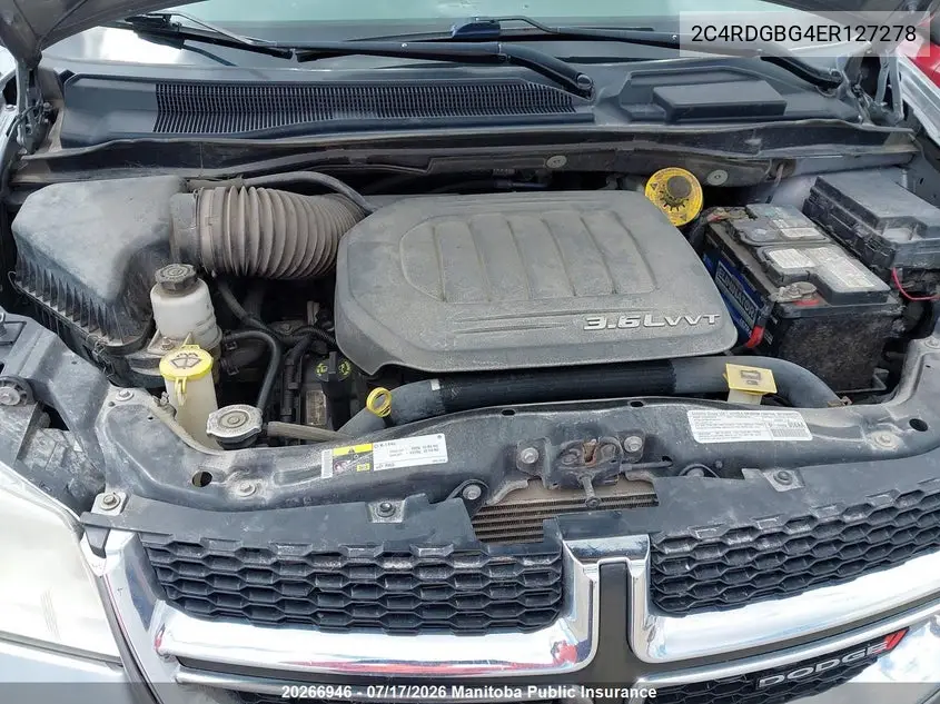 2014 Dodge Grand Caravan Se VIN: 2C4RDGBG4ER127278 Lot: 20266946