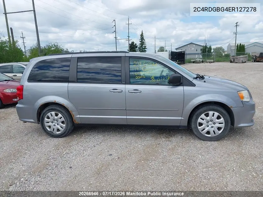 2014 Dodge Grand Caravan Se VIN: 2C4RDGBG4ER127278 Lot: 20266946