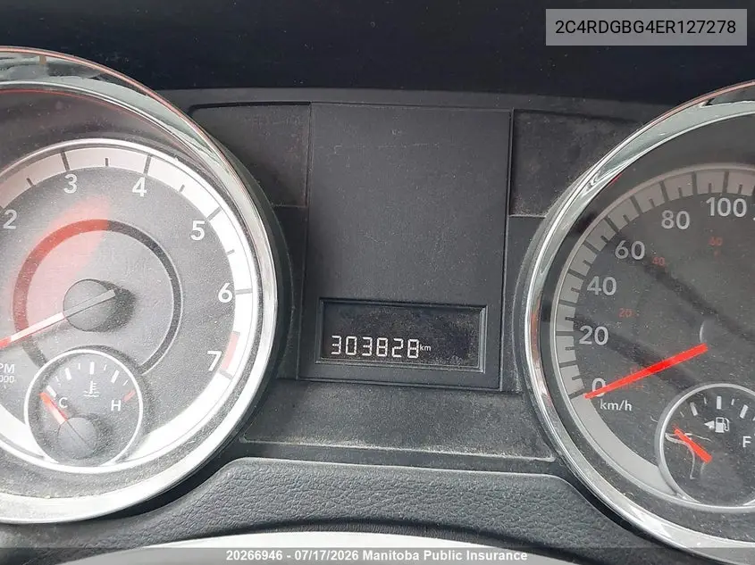 2014 Dodge Grand Caravan Se VIN: 2C4RDGBG4ER127278 Lot: 20266946