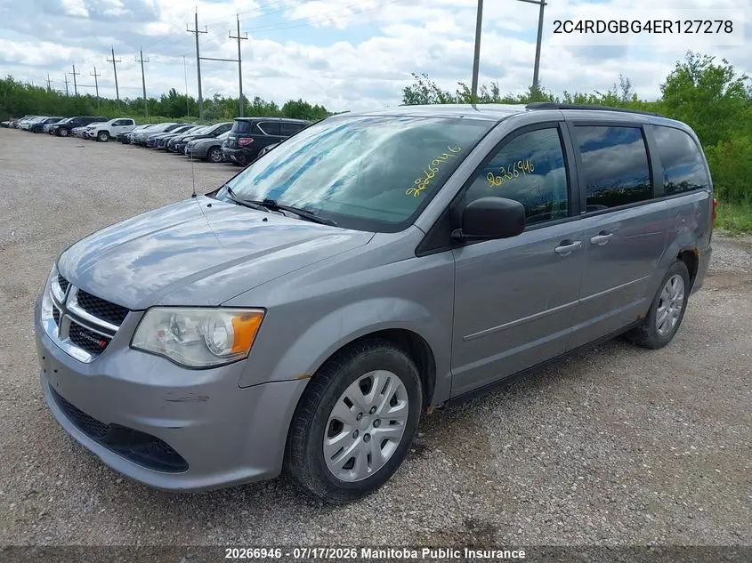 2014 Dodge Grand Caravan Se VIN: 2C4RDGBG4ER127278 Lot: 20266946
