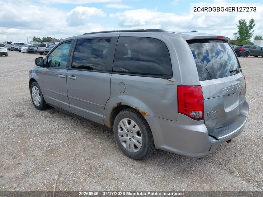 2014 Dodge Grand Caravan Se VIN: 2C4RDGBG4ER127278 Lot: 20266946