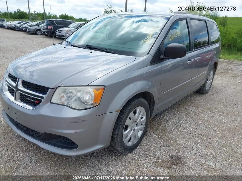 2014 Dodge Grand Caravan Se VIN: 2C4RDGBG4ER127278 Lot: 20266946
