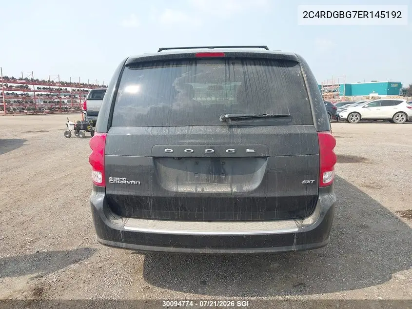 2014 Dodge Grand Caravan Se VIN: 2C4RDGBG7ER145192 Lot: 30094774