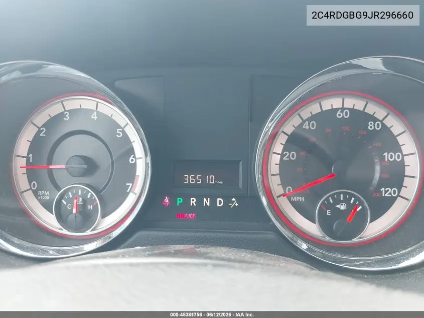 2018 Dodge Grand Caravan Se VIN: 2C4RDGBG9JR296660 Lot: 45381756
