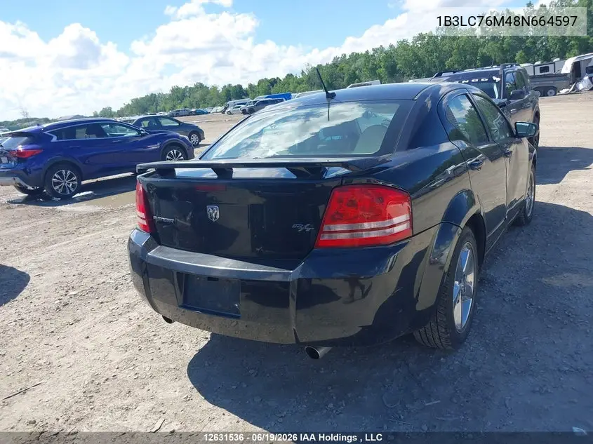 2008 Dodge Avenger R/T VIN: 1B3LC76M48N664597 Lot: 12631536