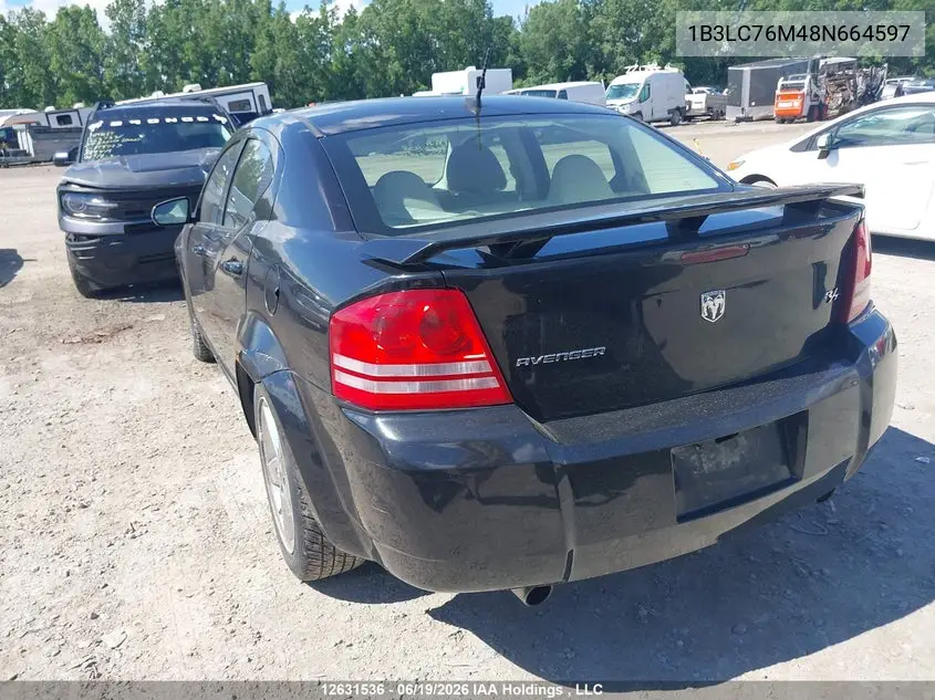 2008 Dodge Avenger R/T VIN: 1B3LC76M48N664597 Lot: 12631536
